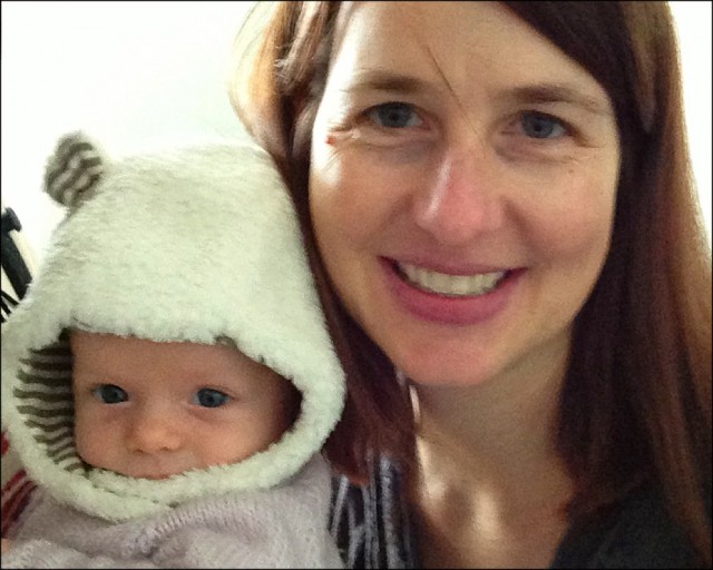 Mama and Pepper with her ears on.